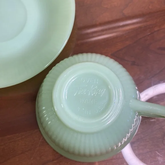 Fire King Jadeite Jane Ray Cup and Saucer - Vintage - Picture 3 of 6